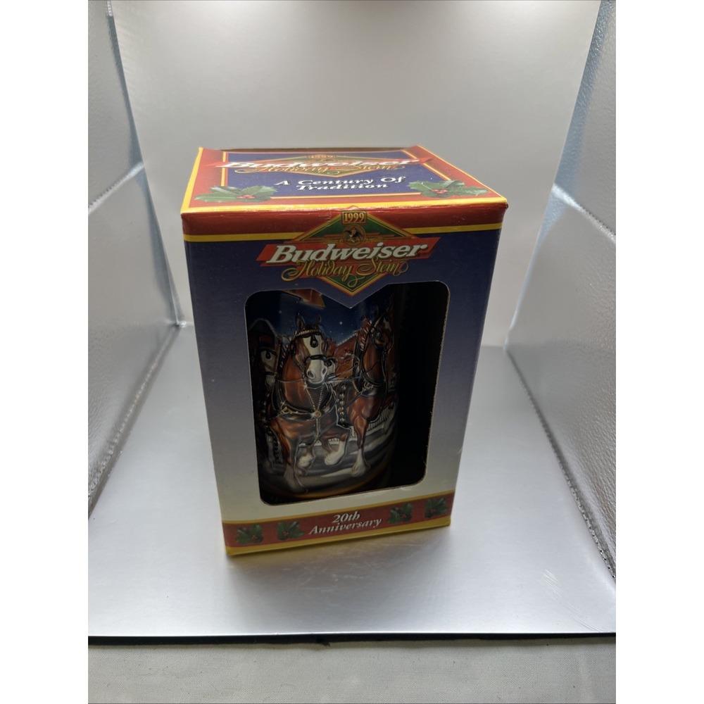 1999 Budweiser 20th Anniversary Holiday Beer Stein Mug - w/COA -